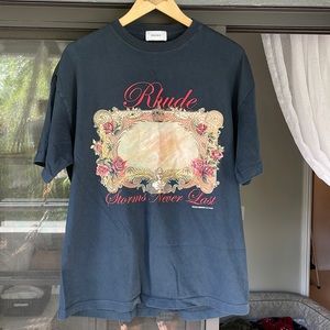 Rhude T shirt in dark navy blue. Size M